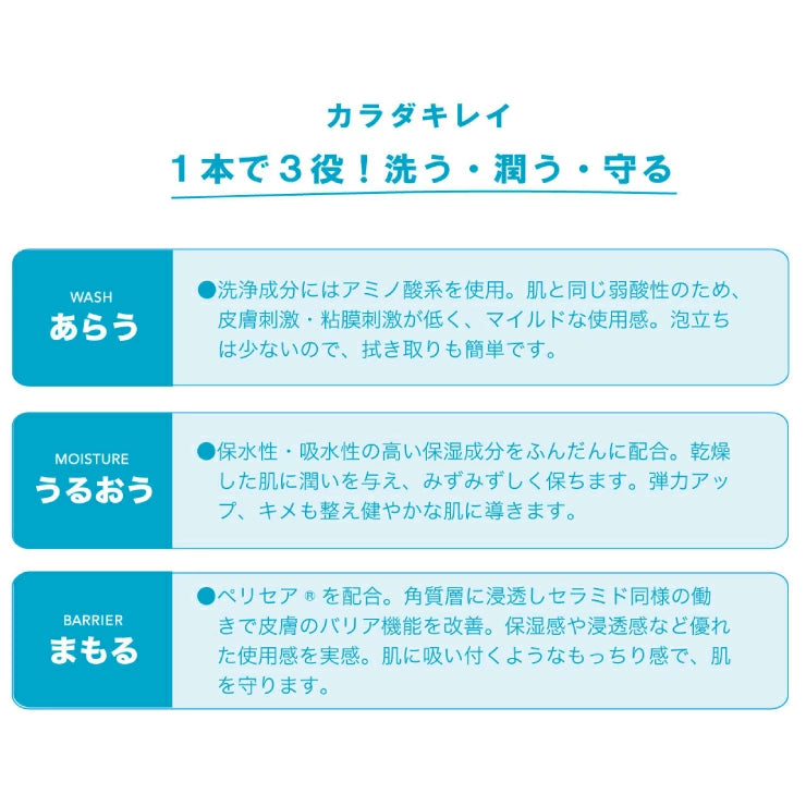 マスク荒れ 汗かぶれにも 洗浄除菌+保湿 カラダキレイ 150ml(日本製)洗浄 除菌 保湿 バリア機能 をこの1本で スプレー タイプ 洗浄ローション / 汗臭い 体臭 ハンドジェル 手 除菌グッズ 除菌ジェル 消毒 滅菌 殺菌 汚れ 菌を落とす